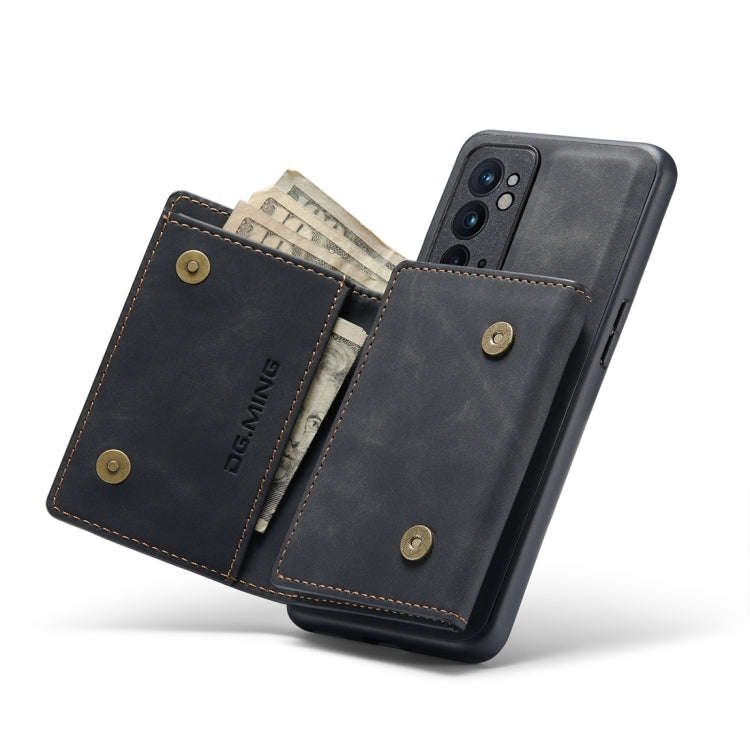 For OnePlus 9RT 5G DG.MING M1 Series 3-Fold Multi Card Wallet Back Cover Leather Phone Case(Black)