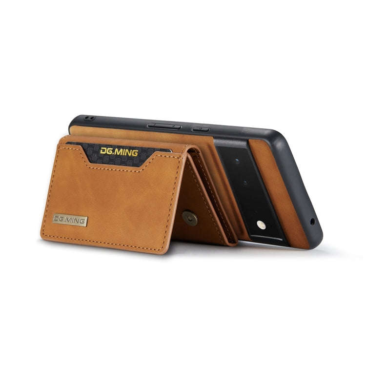 For Google Pixel 6 Pro DG.MING M2 Series 3-Fold Multi Card Bag Back Cover Leather Phone Case(Brown)