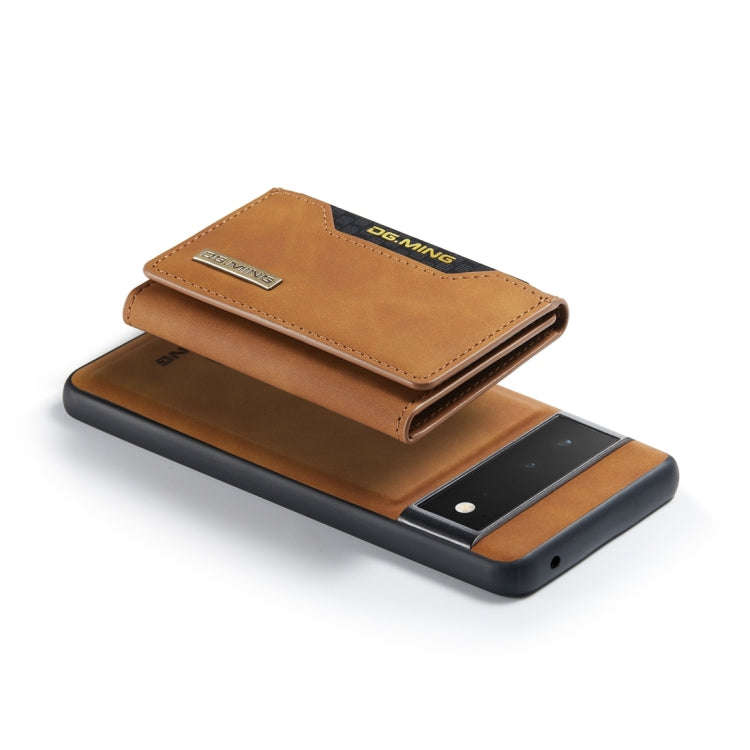 For Google Pixel 6 Pro DG.MING M2 Series 3-Fold Multi Card Bag Back Cover Leather Phone Case(Brown)