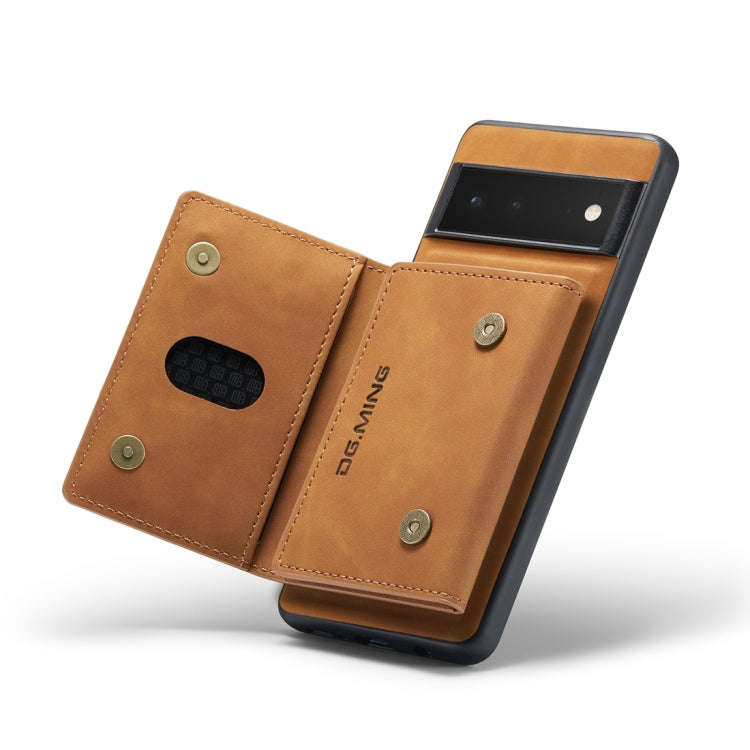 For Google Pixel 6 Pro DG.MING M2 Series 3-Fold Multi Card Bag Back Cover Leather Phone Case(Brown)
