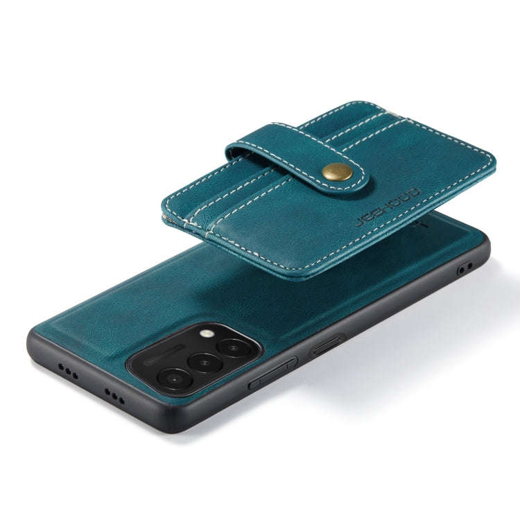 For OnePlus Nord N200 5G JEEHOOD RFID Blocking Anti-Theft Magnetic PU + TPU Phone Case(Blue)