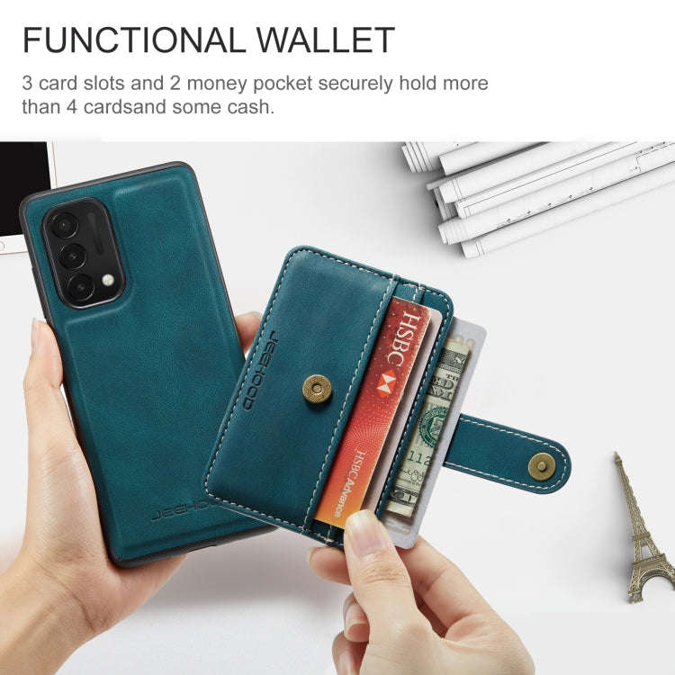 For OnePlus Nord N200 5G JEEHOOD RFID Blocking Anti-Theft Magnetic PU + TPU Phone Case(Blue)