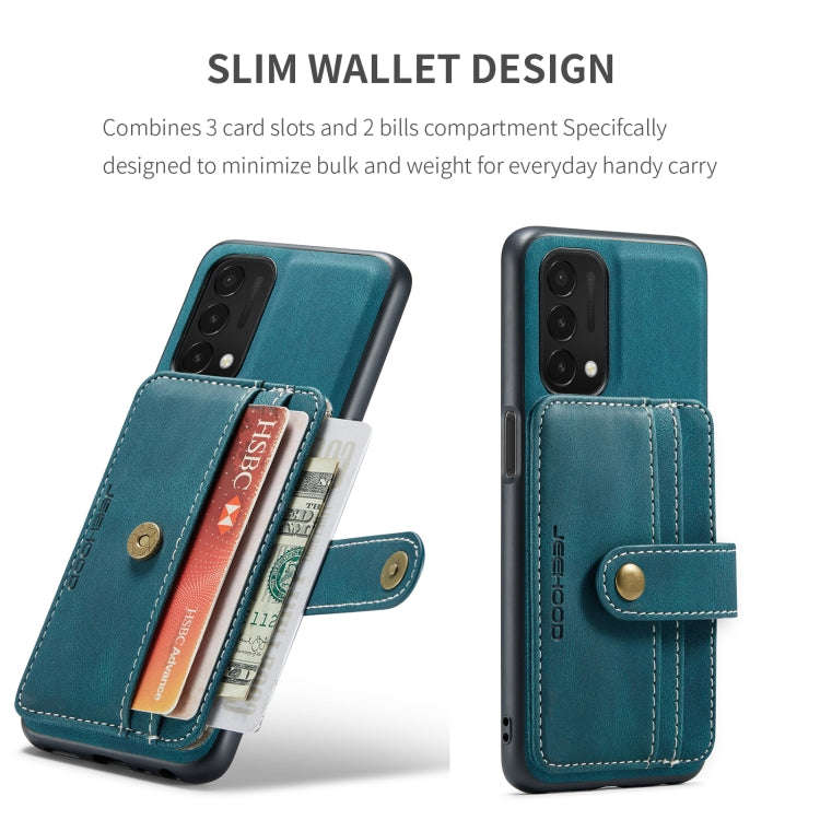 For OnePlus Nord N200 5G JEEHOOD RFID Blocking Anti-Theft Magnetic PU + TPU Phone Case(Blue)