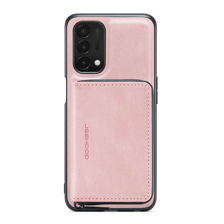 For OnePlus Nord N200 5G JEEHOOD Magnetic Zipper Horizontal Flip Phone Leather Case(Pink)