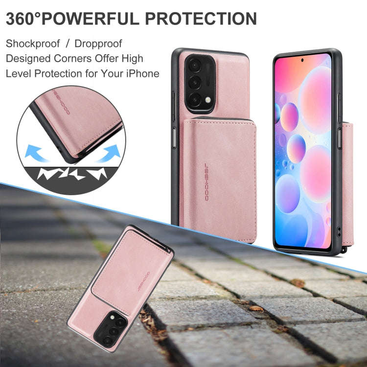For OnePlus Nord N200 5G JEEHOOD Magnetic Zipper Horizontal Flip Phone Leather Case(Pink)