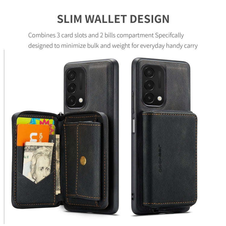 For OnePlus Nord N200 5G JEEHOOD Magnetic Zipper Horizontal Flip Phone Leather Case(Black)