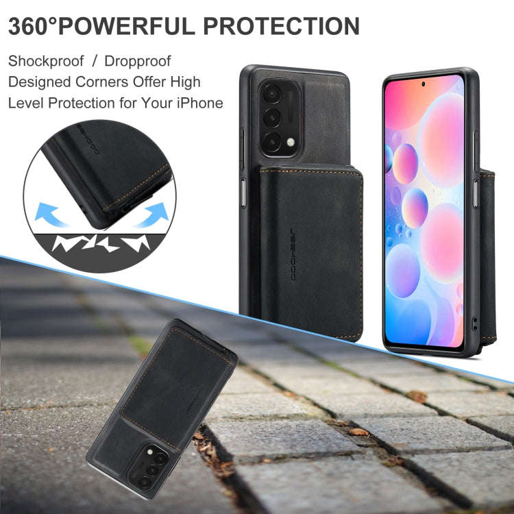 For OnePlus Nord N200 5G JEEHOOD Magnetic Zipper Horizontal Flip Phone Leather Case(Black)