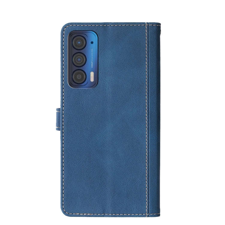 For Motorola Edge 2021 Stitching Skin Feel Magnetic Buckle PU Leather Phone Case(Blue)