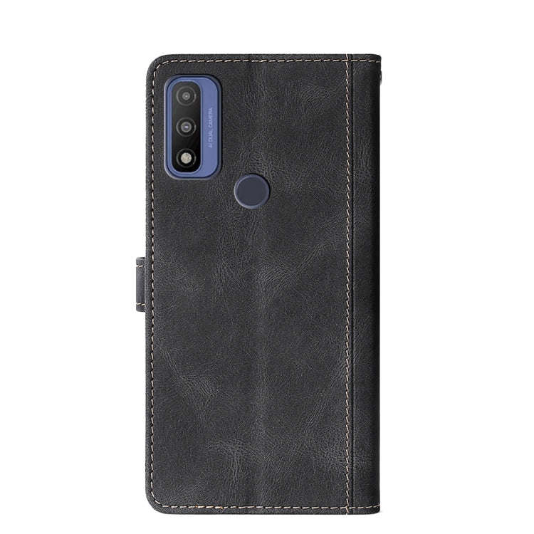 For Motorola G Pure Stitching Skin Feel Magnetic Buckle PU Leather Phone Case(Black)