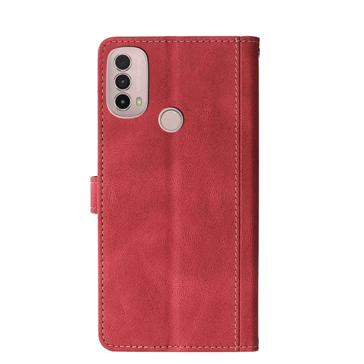 For Motorola Moto E40 Stitching Skin Feel Magnetic Buckle PU Leather Phone Case(Red)
