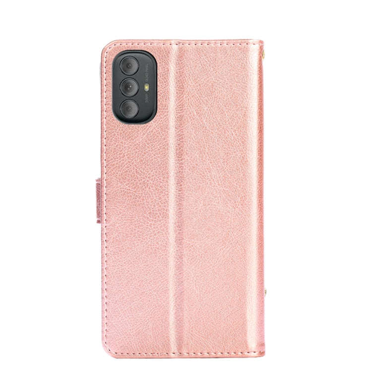 For Motorola Moto G Power 2022 Zipper Bag Leather Phone Case(Rose Gold)