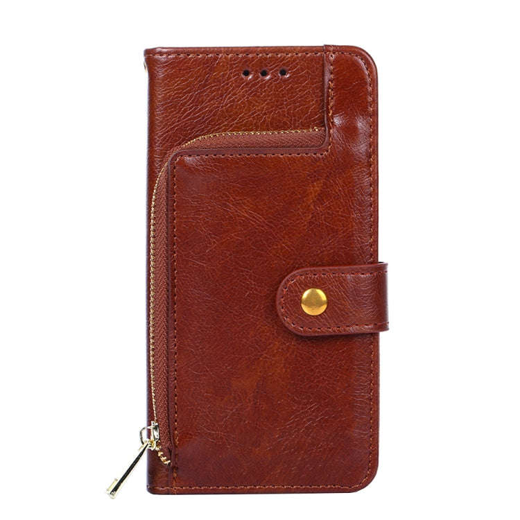 For Motorola Moto G Pure Zipper Bag Leather Phone Case(Brown)