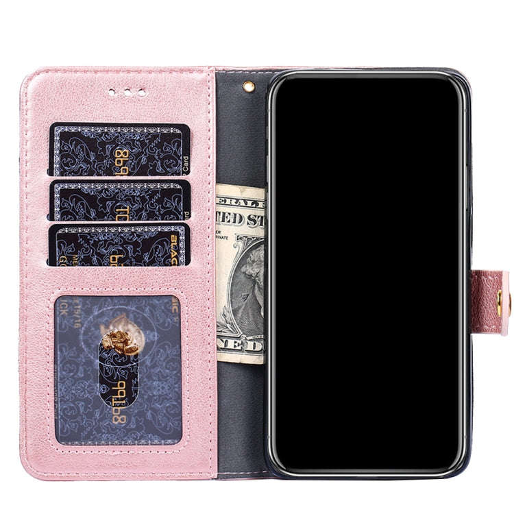For Motorola Moto G Pure Zipper Bag Leather Phone Case(Rose Gold)