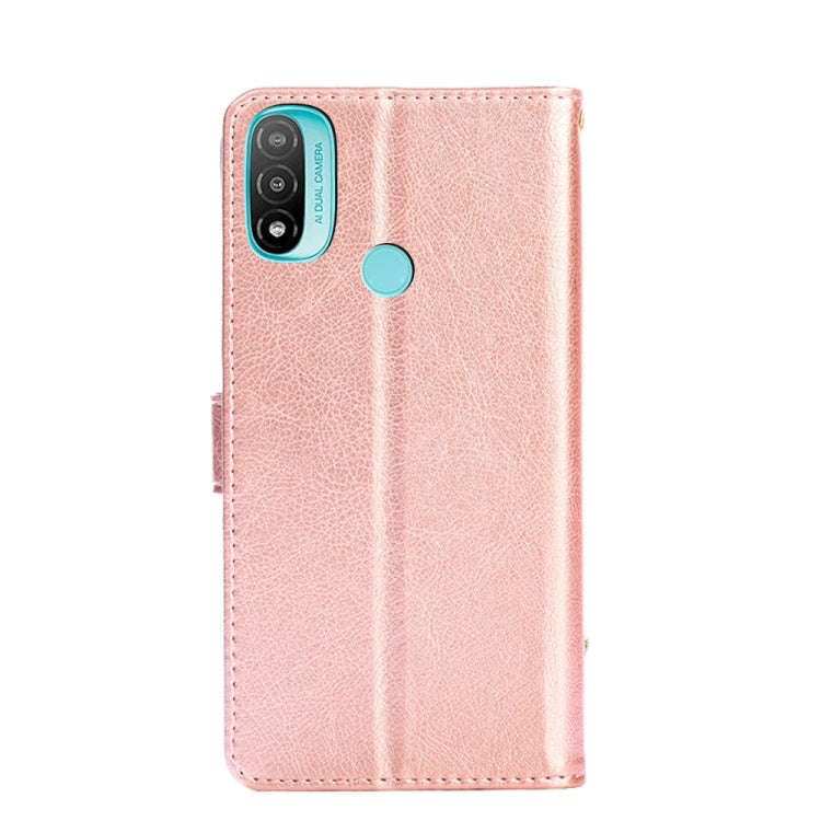 For Motorola Moto E20 / E40 Zipper Bag Leather Phone Case(Rose Gold)