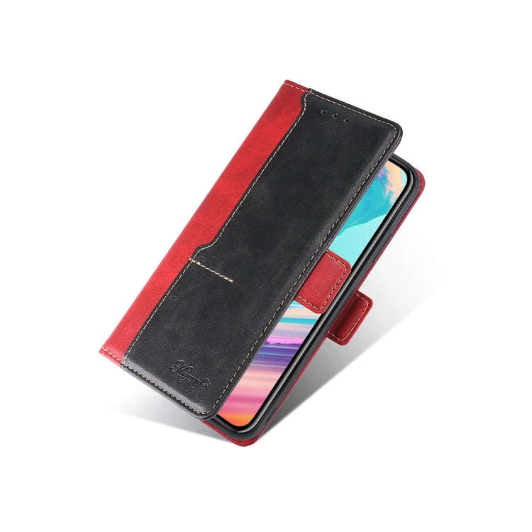 For Huawei nova 8i Contrast Color Side Buckle Leather Phone Case(Red + Black)