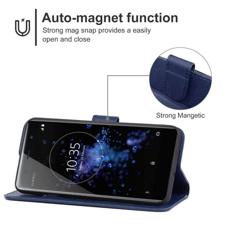 Leather Phone Case For Sony Xperia XZ2 Premium(Blue)