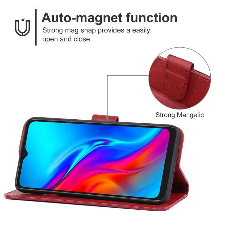 Leather Phone Case For TCL 20E(Red)