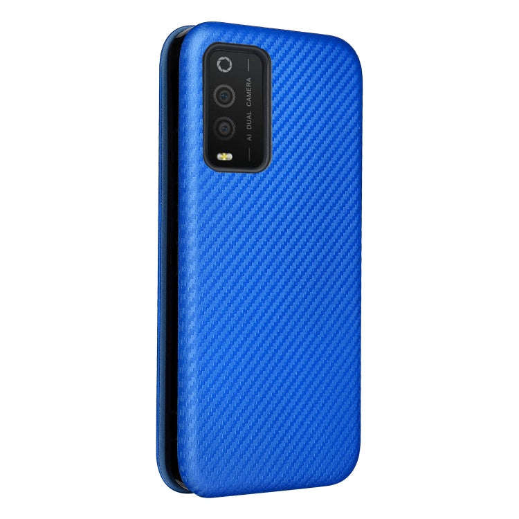 For TCL 205 Carbon Fiber Texture Horizontal Flip Leather Phone Case(Blue)