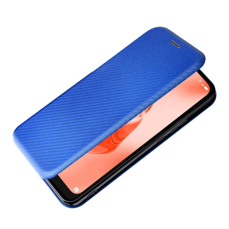 For TCL 205 Carbon Fiber Texture Horizontal Flip Leather Phone Case(Blue)