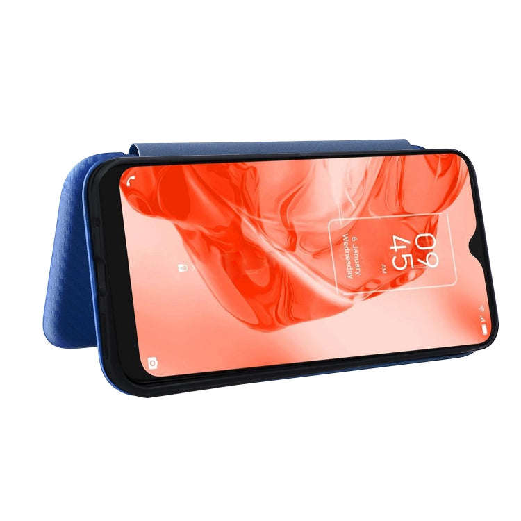For TCL 205 Carbon Fiber Texture Horizontal Flip Leather Phone Case(Blue)