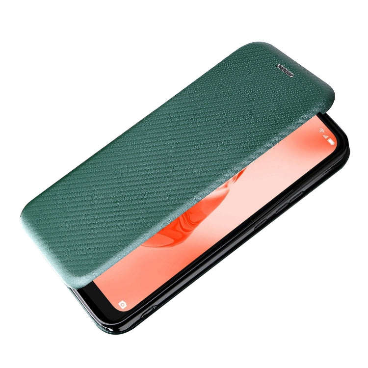 For TCL 205 Carbon Fiber Texture Horizontal Flip Leather Phone Case(Green)