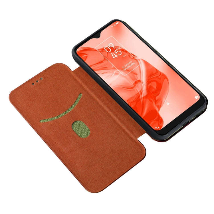 For TCL 205 Carbon Fiber Texture Horizontal Flip Leather Phone Case(Brown)