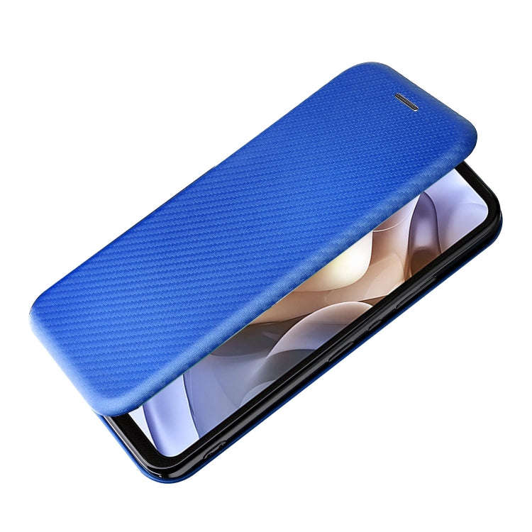For Motorola Moto G200 5G / Edge S30 Carbon Fiber Texture Horizontal Flip Leather Phone Case(Blue)
