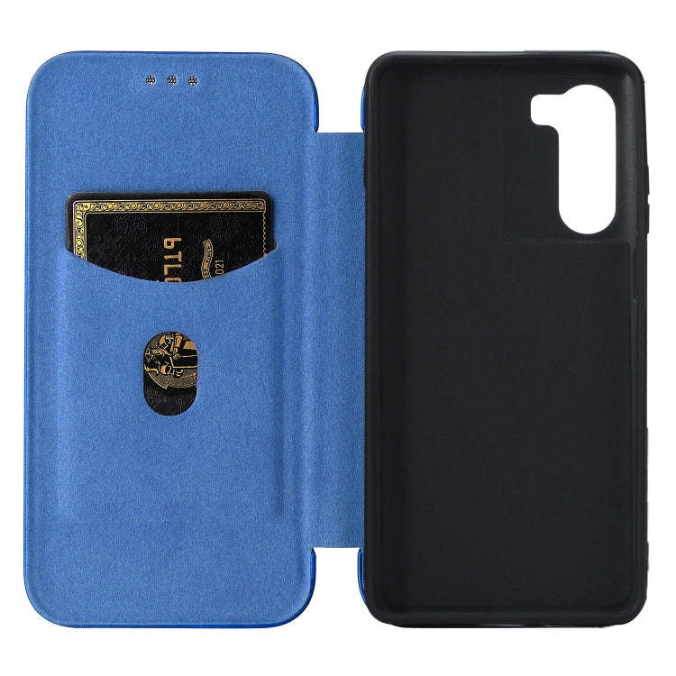 For Motorola Moto G200 5G / Edge S30 Carbon Fiber Texture Horizontal Flip Leather Phone Case(Blue)