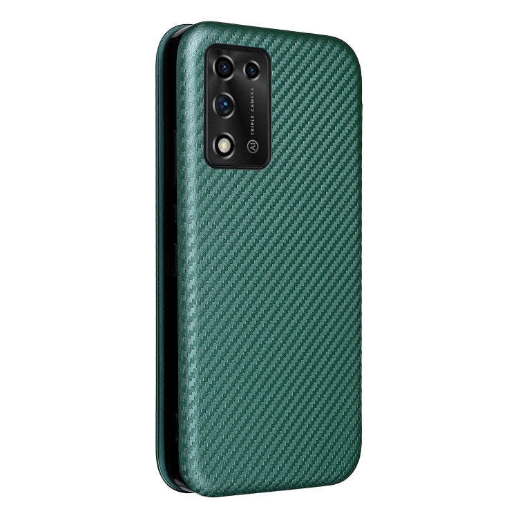 For ZTE Libero 5G II Carbon Fiber Texture Horizontal Flip Leather Phone Case(Green)