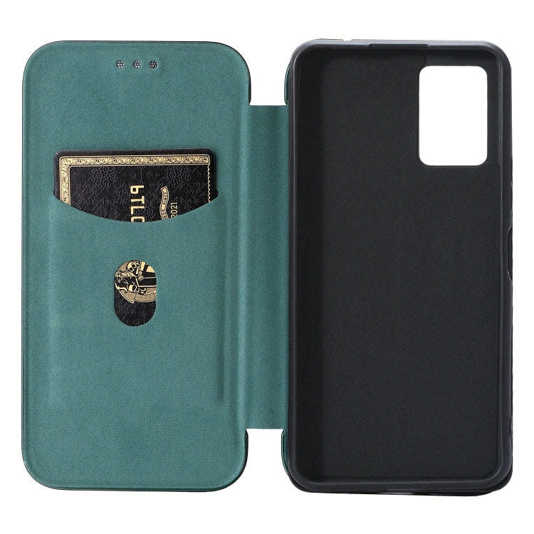 For ZTE Libero 5G II Carbon Fiber Texture Horizontal Flip Leather Phone Case(Green)