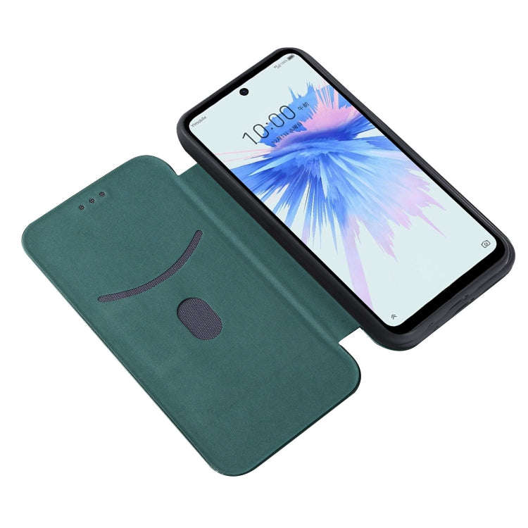 For ZTE Libero 5G II Carbon Fiber Texture Horizontal Flip Leather Phone Case(Green)
