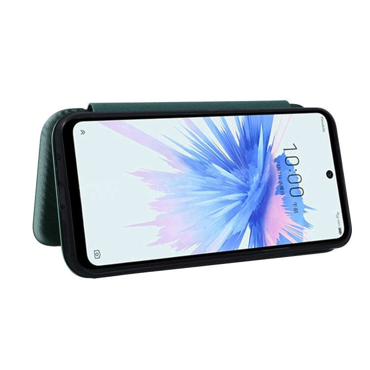 For ZTE Libero 5G II Carbon Fiber Texture Horizontal Flip Leather Phone Case(Green)