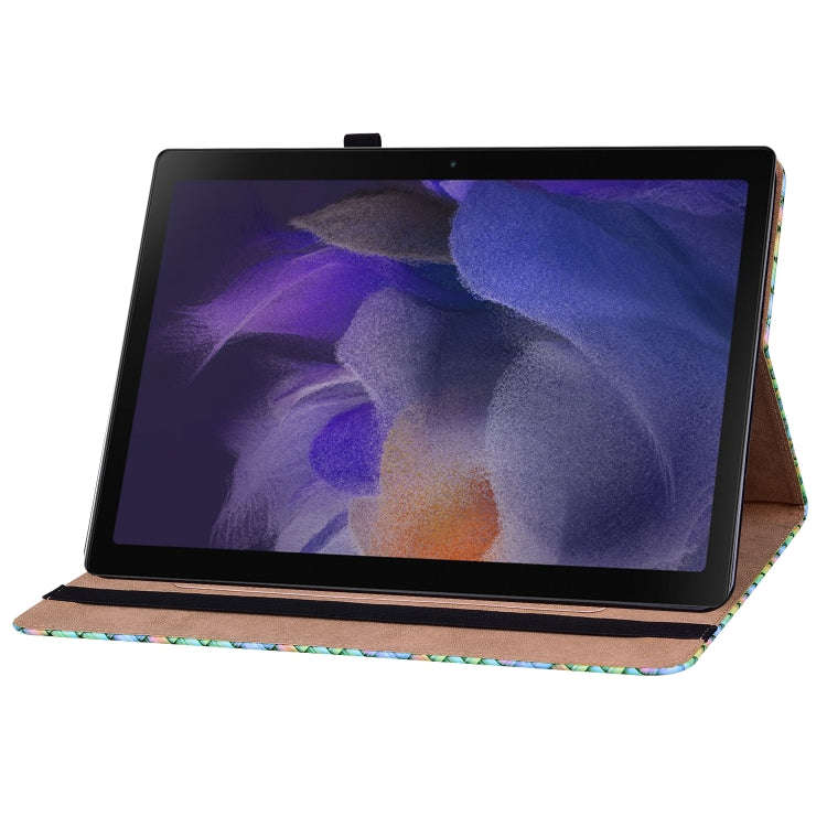For OPPO Realme Pad 10.4 Color Weave Leather Tablet Case with Holder(Rainbow)