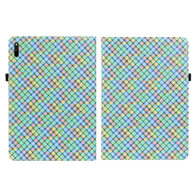 For Huawei MatePad 11 2021 Color Weave Leather Tablet Case with Holder(Rainbow)
