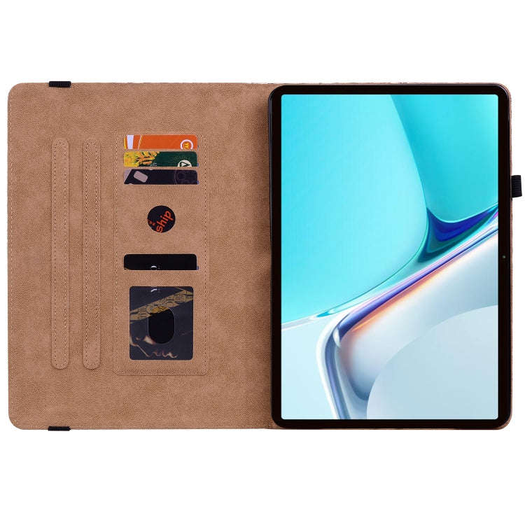For Huawei MatePad 11 2021 Color Weave Leather Tablet Case with Holder(Rainbow)