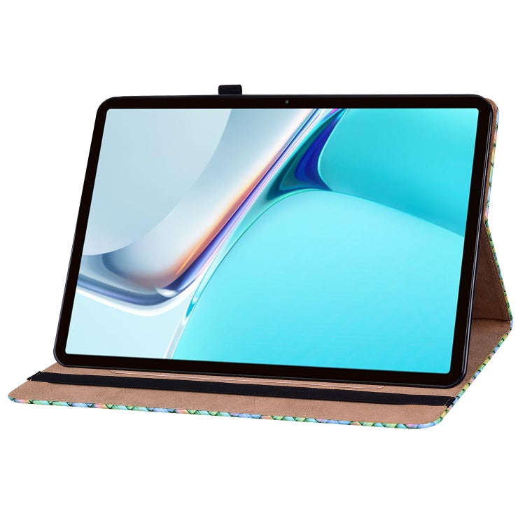 For Huawei MatePad 11 2021 Color Weave Leather Tablet Case with Holder(Rainbow)
