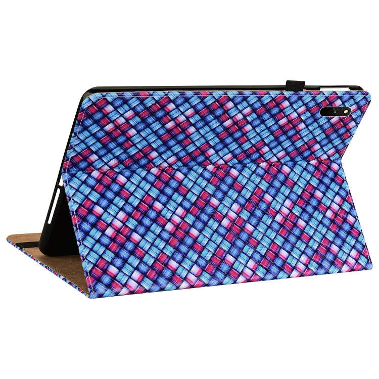For Huawei MatePad 11 2021 Color Weave Leather Tablet Case with Holder(Blue)