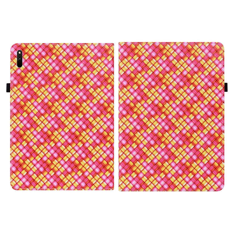 For Huawei MatePad 11 2021 Color Weave Leather Tablet Case with Holder(Rose Red)