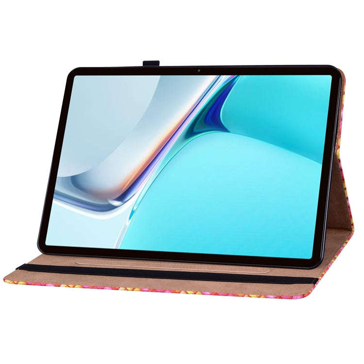 For Huawei MatePad 11 2021 Color Weave Leather Tablet Case with Holder(Rose Red)