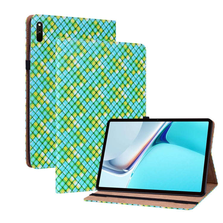 For Huawei MatePad 11 2021 Color Weave Leather Tablet Case with Holder(Green)