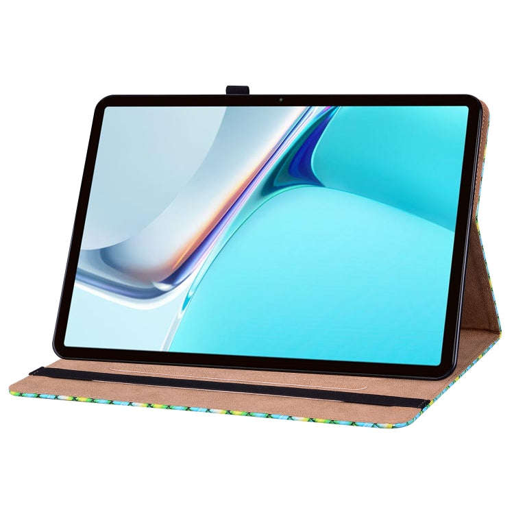 For Huawei MatePad 11 2021 Color Weave Leather Tablet Case with Holder(Green)