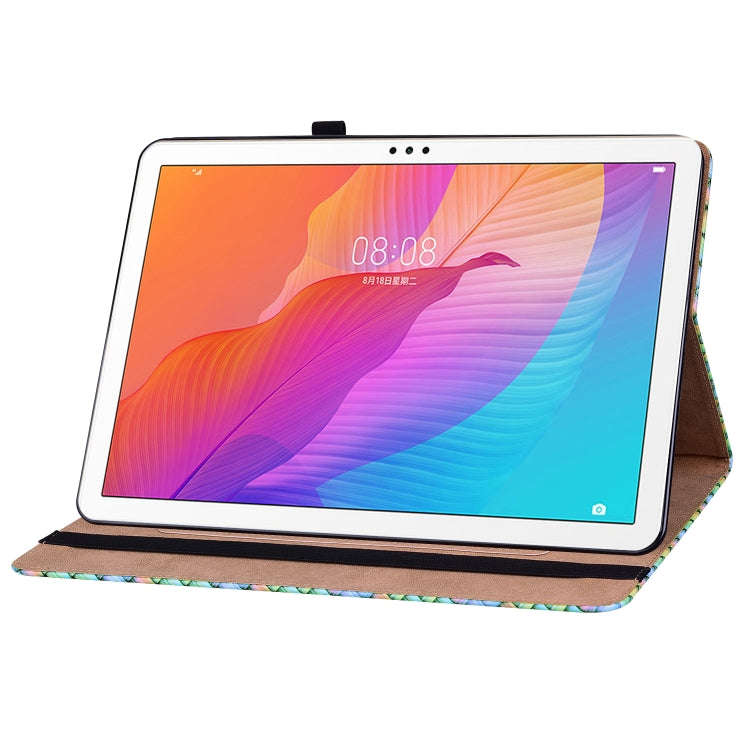 For Huawei MatePad T 10s / Enjoy Tablet 2 Color Weave Leather Tablet Case with Holder(Rainbow)