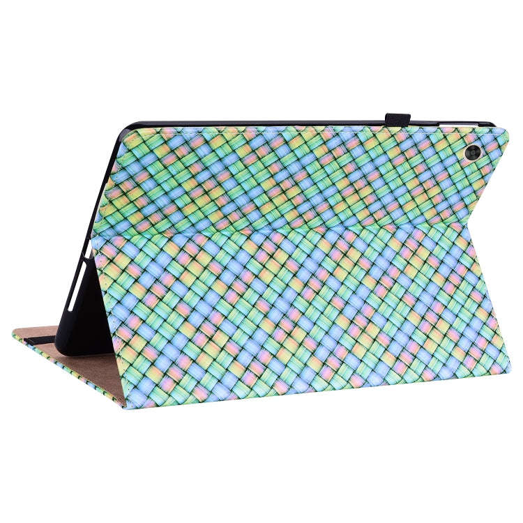 For Huawei MatePad T 10s / Enjoy Tablet 2 Color Weave Leather Tablet Case with Holder(Rainbow)