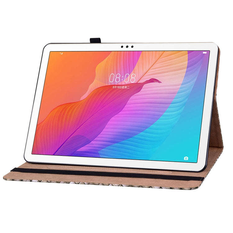 For Huawei MatePad T 10s / Enjoy Tablet 2 Color Weave Leather Tablet Case with Holder(Brown)