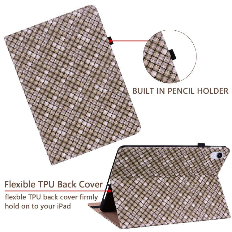 For Huawei MatePad T 10s / Enjoy Tablet 2 Color Weave Leather Tablet Case with Holder(Brown)