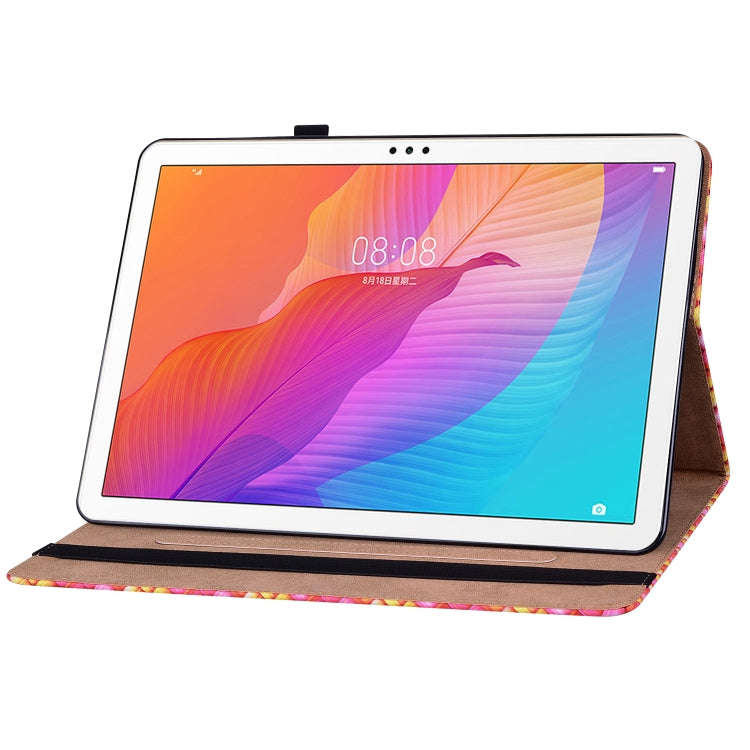For Huawei MatePad T 10s / Enjoy Tablet 2 Color Weave Leather Tablet Case with Holder(Rose Red)