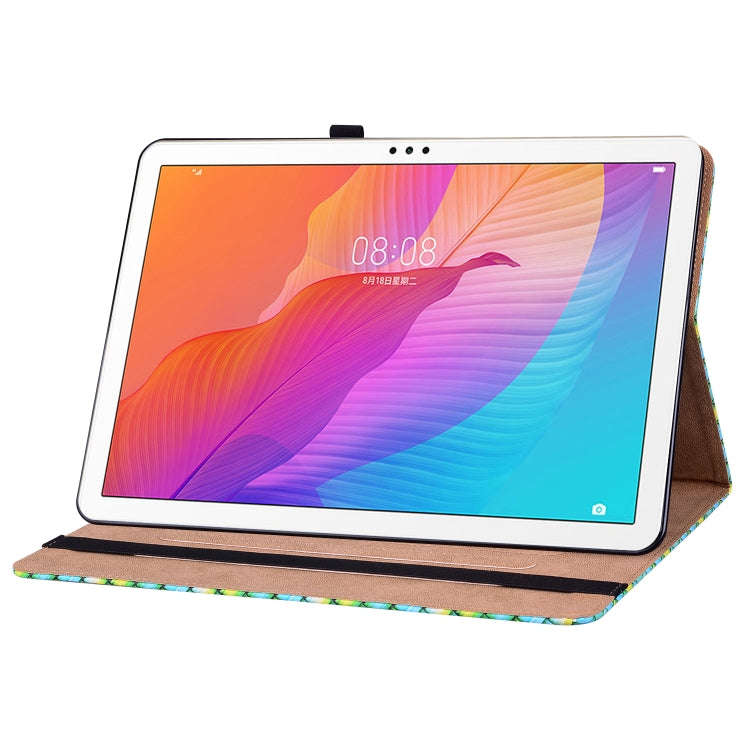 For Huawei MatePad T 10s / Enjoy Tablet 2 Color Weave Leather Tablet Case with Holder(Green)