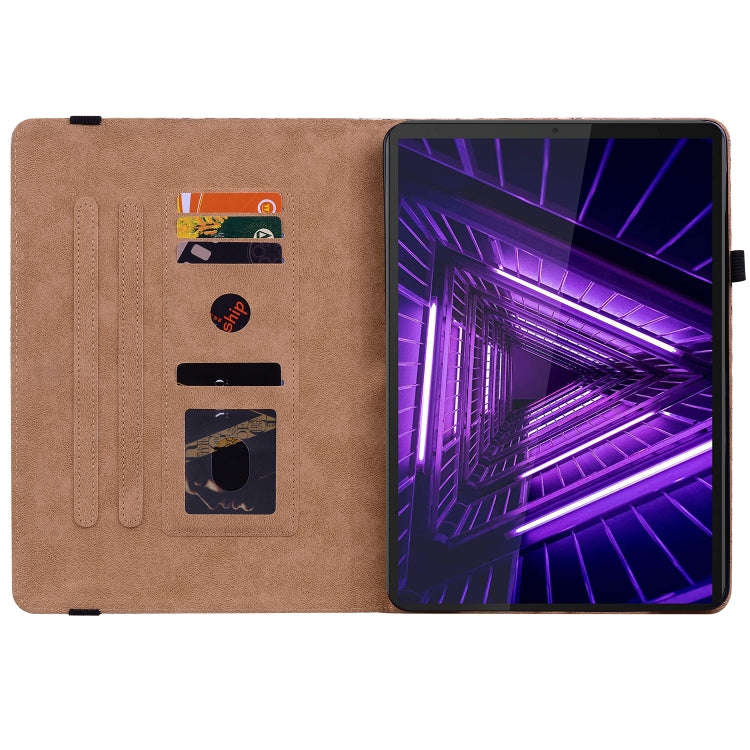 For Lenovo Tab K10 Color Weave Leather Tablet Case with Holder(Rainbow)