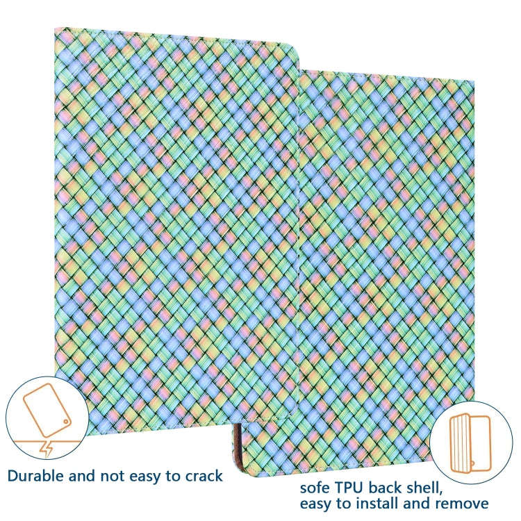 For Lenovo Tab K10 Color Weave Leather Tablet Case with Holder(Rainbow)