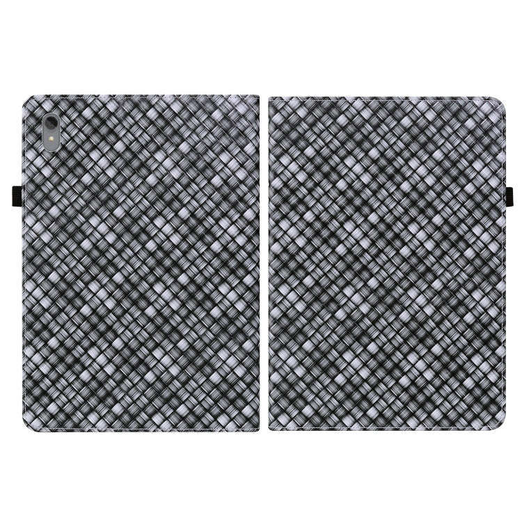 For Lenovo Tab P11 TB-J606F Color Weave Leather Tablet Case with Holder(Black)